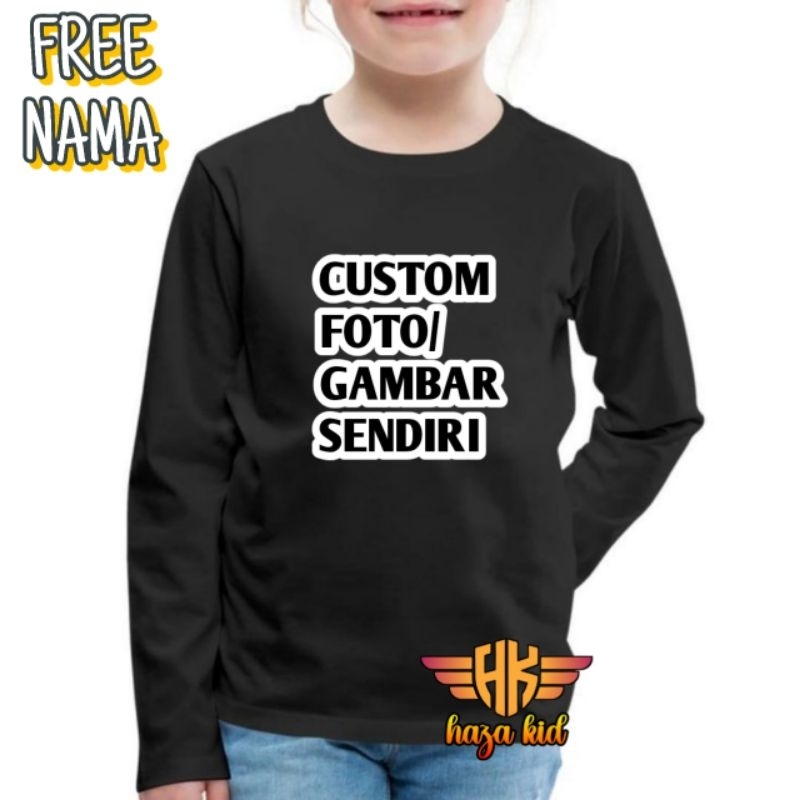 Free Nama Kaos anak lengan panjang Custom Foto