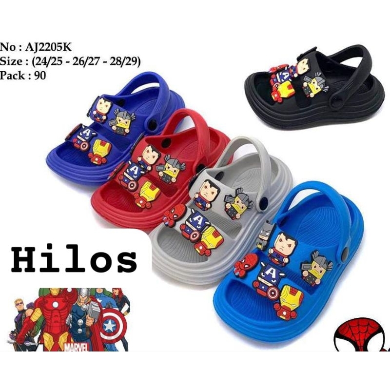 SANDAL SELOP ANAK LAKI-LAKI KARAKTER SUPERHERO KARET RINGAN