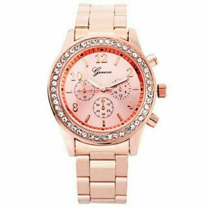 J-132 Jam Tangan Wanita Geneva Diamond Stainless Original Bisa COD