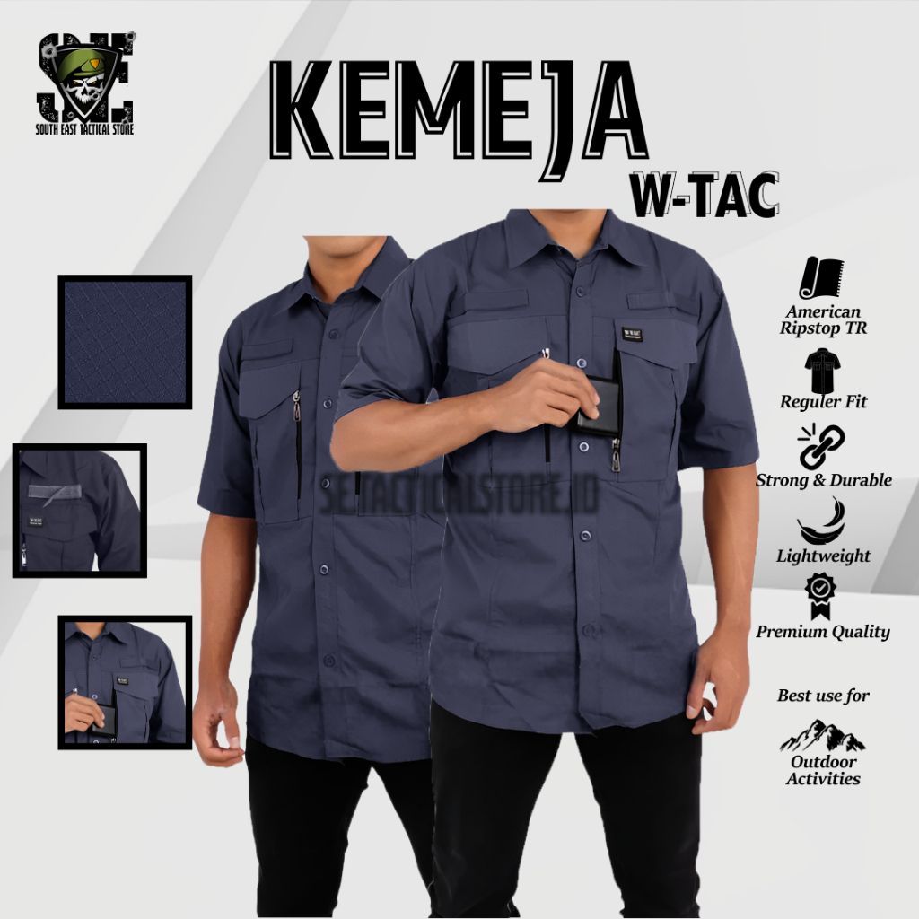 Kemeja Kerja Formal Tactical Wtac Original Lengan Pendek Bahan American Ripstop Tr Wearpack Safety K