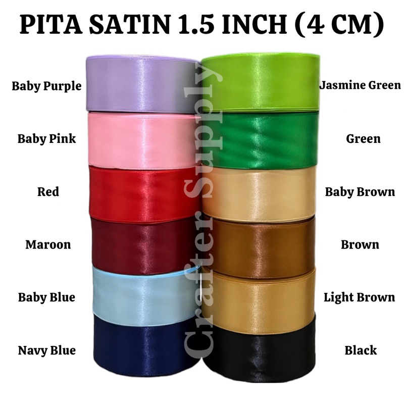 

(BACA DESKRIPSI) SALE PITA SATIN 1,5 INCH HIGH QUALITY (LEBAR 4 CM) PANJANG 20 YARD (PER ROLL) CUCI GUDANG