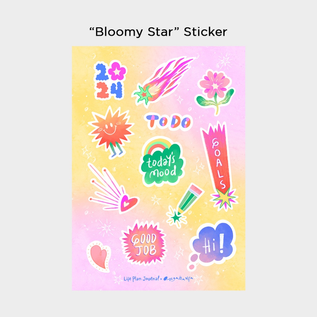 

Life Plan Journal - Sticker Sheet "Bloomy Star" x @omegahanifa - Planner Stickers, Journal Sticker