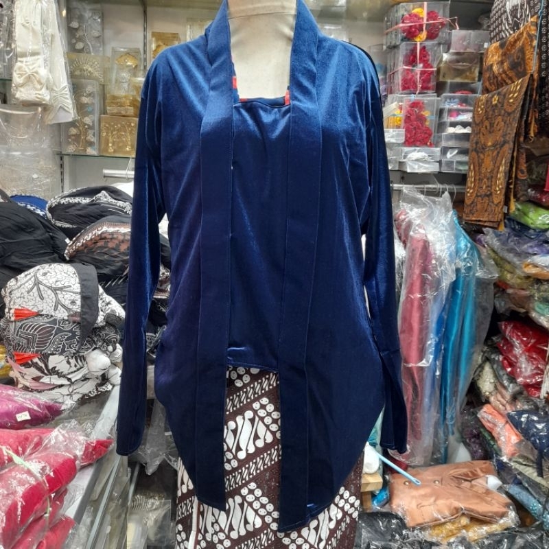 kebaya bludru biru navy XXL