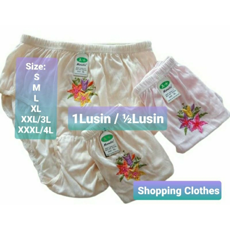 Celana Dalam Wanita | CD Miniola Bordir Sablon | Size S M L XL XXL XXXL (6pcs)
