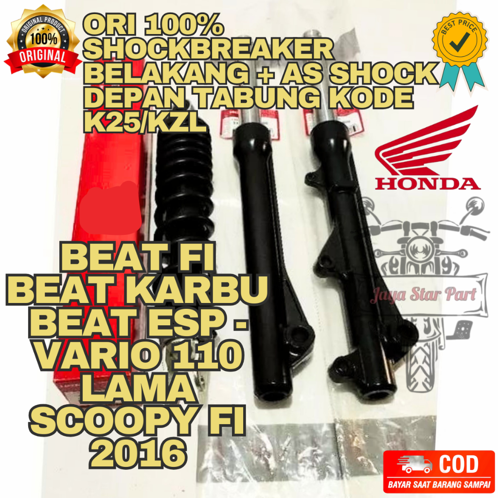 ORIGINAL HONDA SHOCKBREAKER BELAKANG + AS SHOCK DEPAN TABUNG KODE K25/KZL ASLI ORI YAMAHA YGP BEAT F