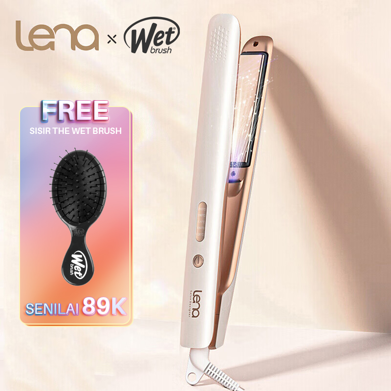 Lena x WetBrush Hair Straightener Signature LN-508F - Catokan Rambut Ceramic Tourmaline Anion Negati