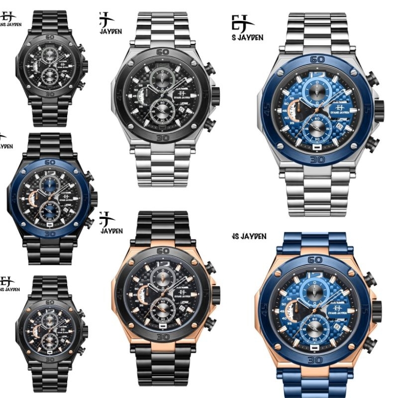 Jam Tangan Pria Evans Jayden 9839 Original Sapphire Full Stainless Steel