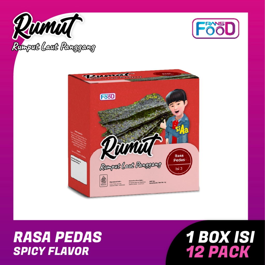 

Rumut Panggang Rasa Pedas 4gr - Rumput Laut Panggang Praktis Lebih Renyah Isi 3