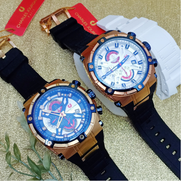 CHARLES JOURDAN JAM TANGAN RUBBER PRIA CJ1022 ORIGINAL GARANSI RESMI