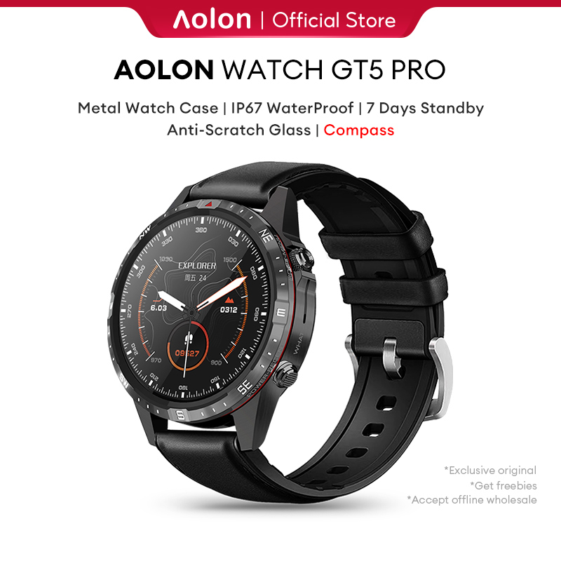 Aolon GT5 Pro Smartwatch 2024 New Compass 100+ Sport Modes Jam Running Pria Pace DIY Watch Face Health Monitoring Smart watch Waterproof Double Strap Bluetooth Call Message Push
