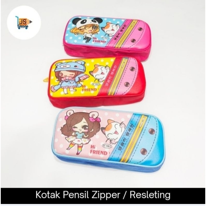 

Kotak Tempat Pensil Zipper Karakter Fancy Lucu / Kotak Tempat Pensil Sleting Resleting Karakter Fancy / Tepak Pensil Murah Karakter Fancy