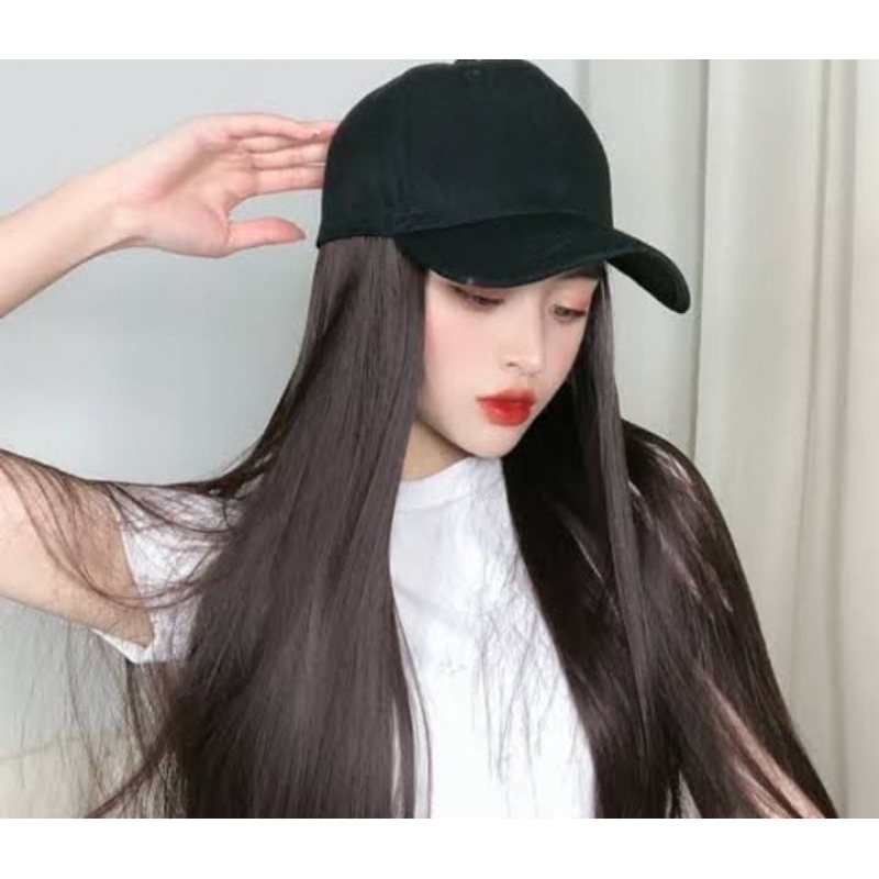 Topi Baseball Wig Topi Wanita Wig Rambut Panjang Wig Topi Lurus Wig Topi Harga Termurah