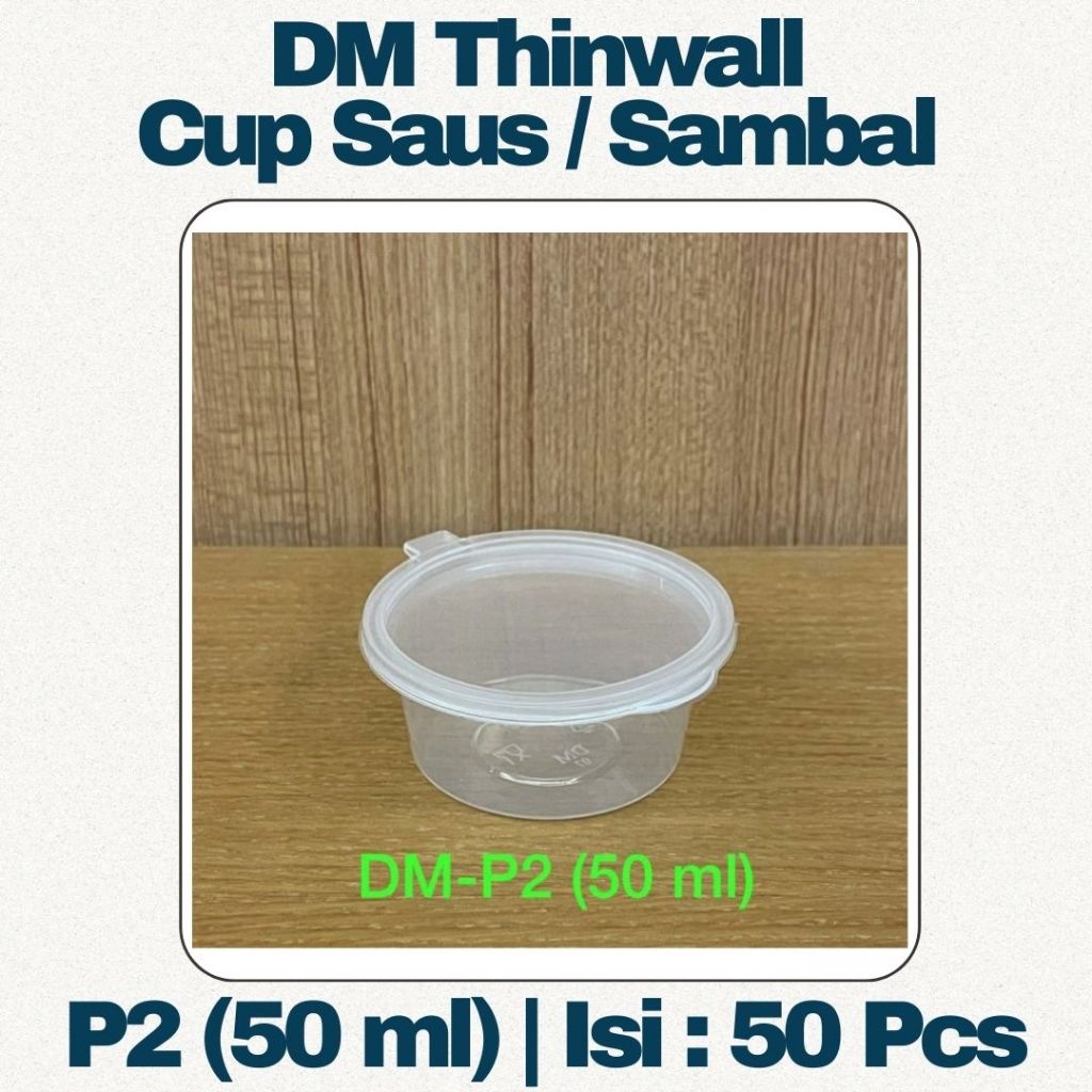 DM Thinwall 50ml S'50pcs | DM Tempat Saus 50ml | Tempat Sambal DM 50 ml