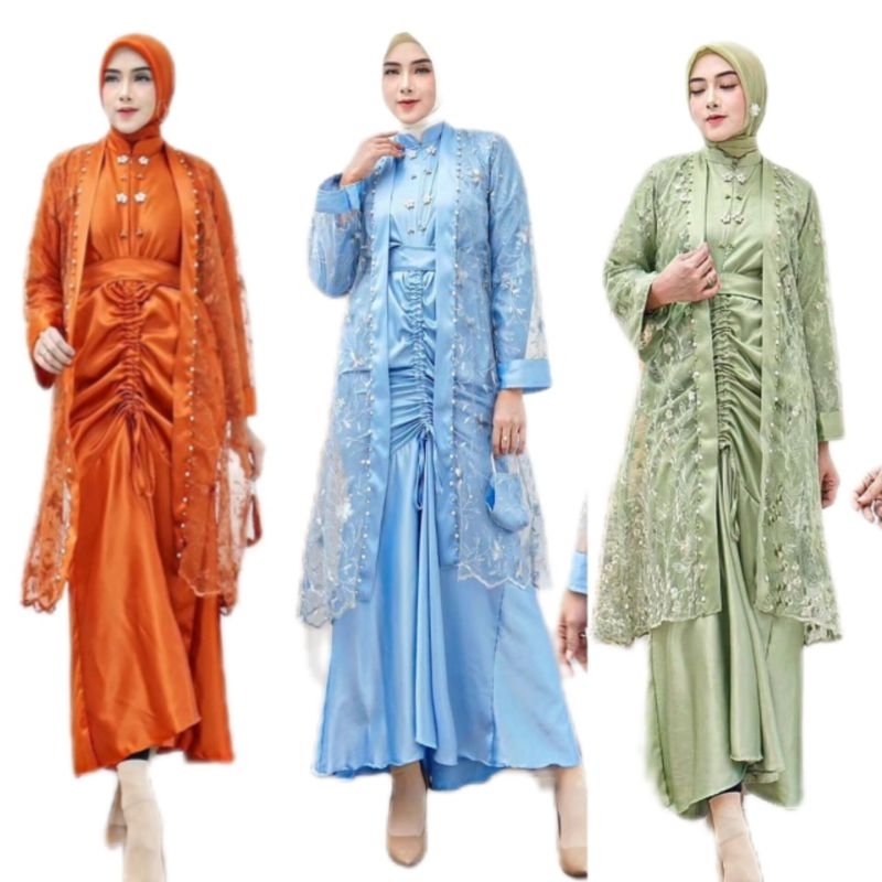 Gamis Duyung Satin SerutRompi lepasan tile bordir