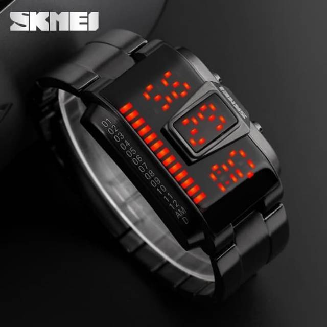 [COD] Jam Tangan Digital Pria Rantai Stainless SKMEI Original SK1179 / SK1179 Water Resistant