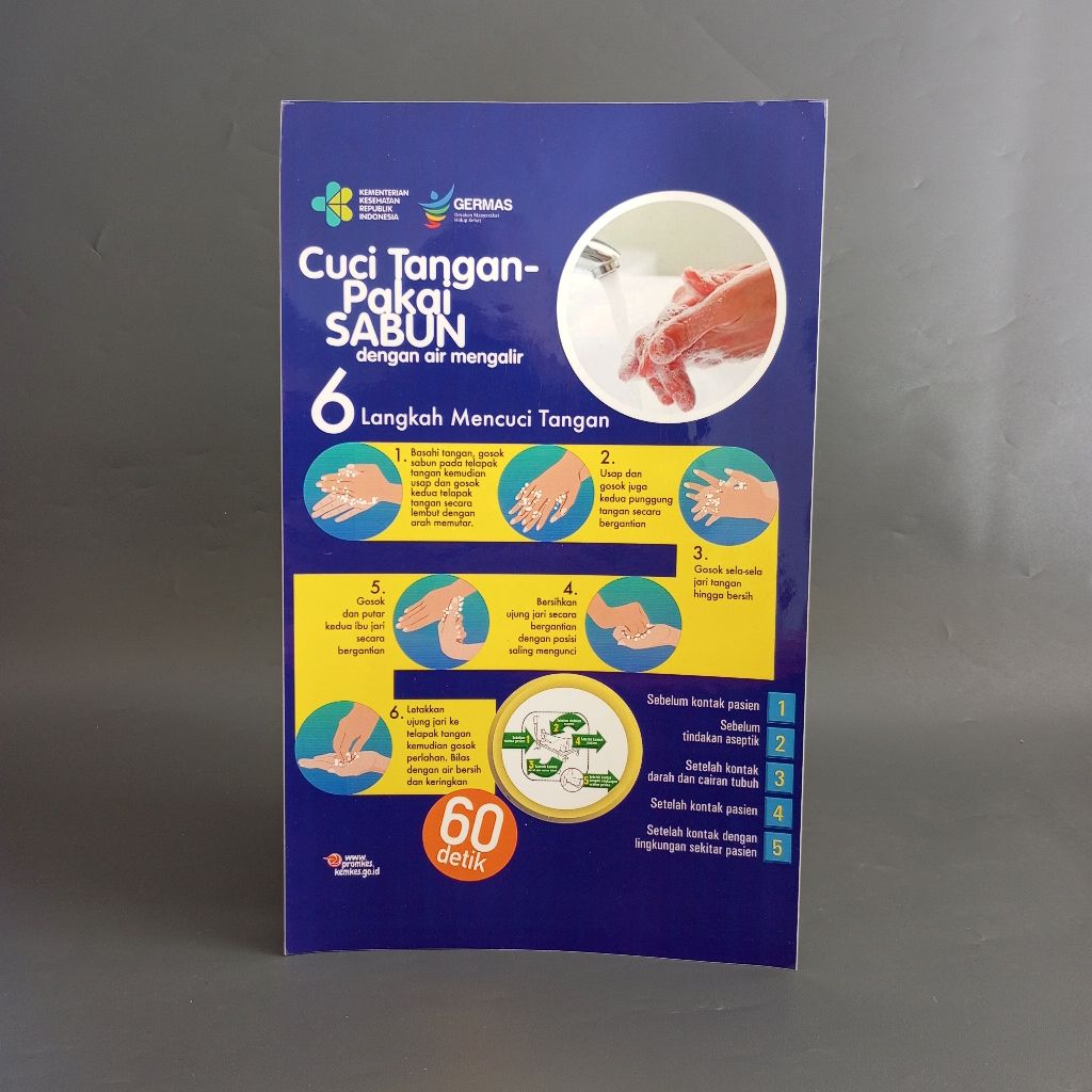 

Stiker Cuci Tangan Pakai Sabun/ 6 Langkah Mencuci Tangan Untuk Nakes/ Stiker Cuci Tangan Nakes