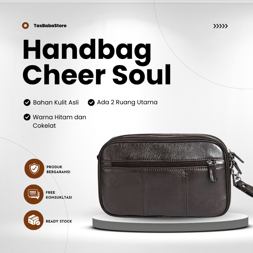 Handbag Tas Tangan Clutch Bag Pria Kulit cheer Soul 2248 Hitam Asli Hanbag Hand Bag Pegang Pria Orig