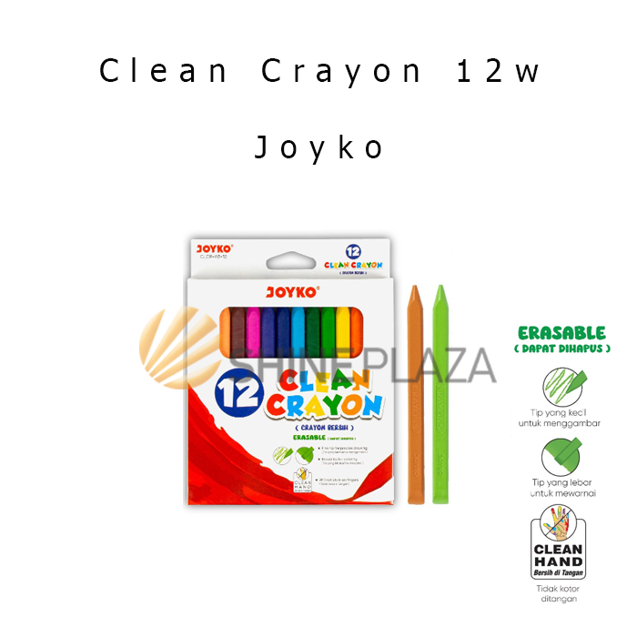 

Clean Crayon 12 Colors Joyko CLCR-AB-12 - Krayon Warna Bersih Dapat Dihapus