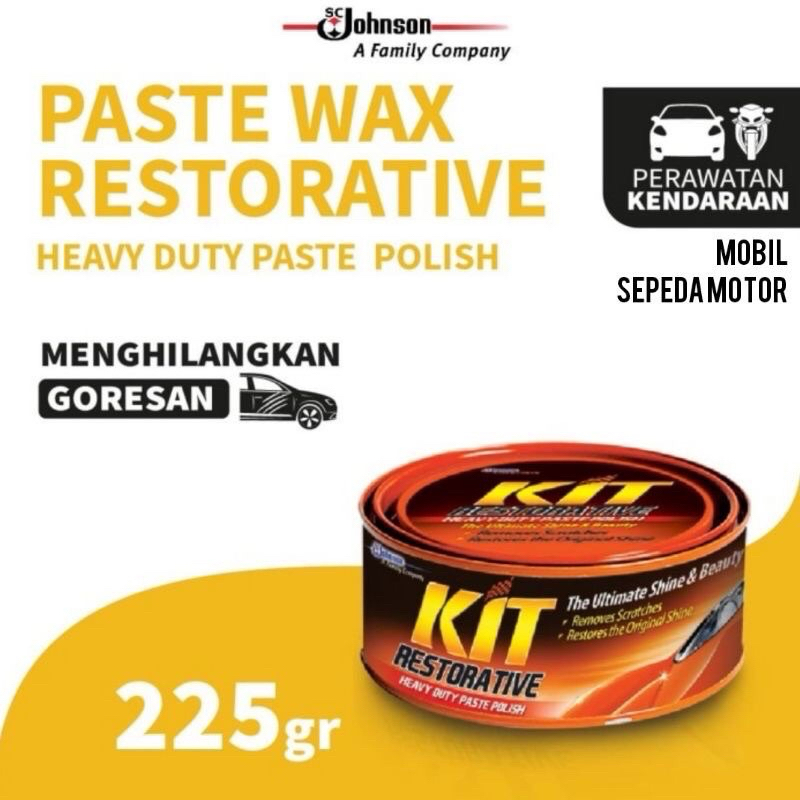 KIT Mobil Motor KIT Restorative Paste Wax (Kaleng Orange 225g) Mengembalikan Kilap Mobil Motor