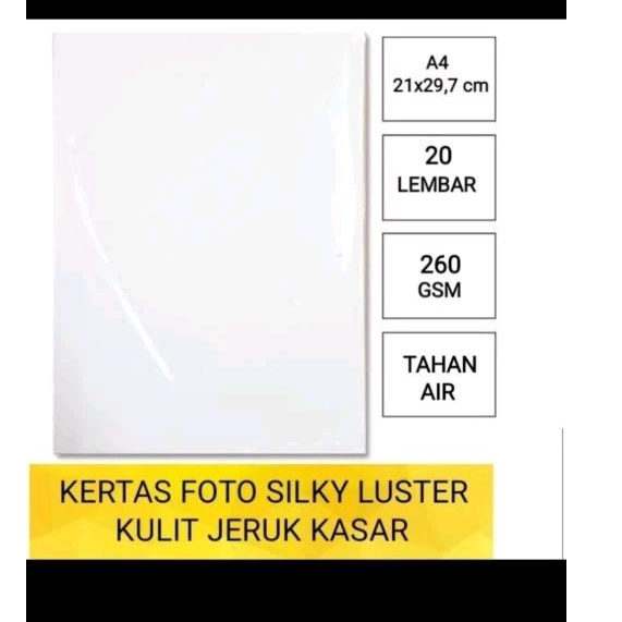 KERTAS FOTO LUSTER A4 260 GSM ISI 20 LEMBAR / KERTAS FOTO KULIT JERUK KASAR