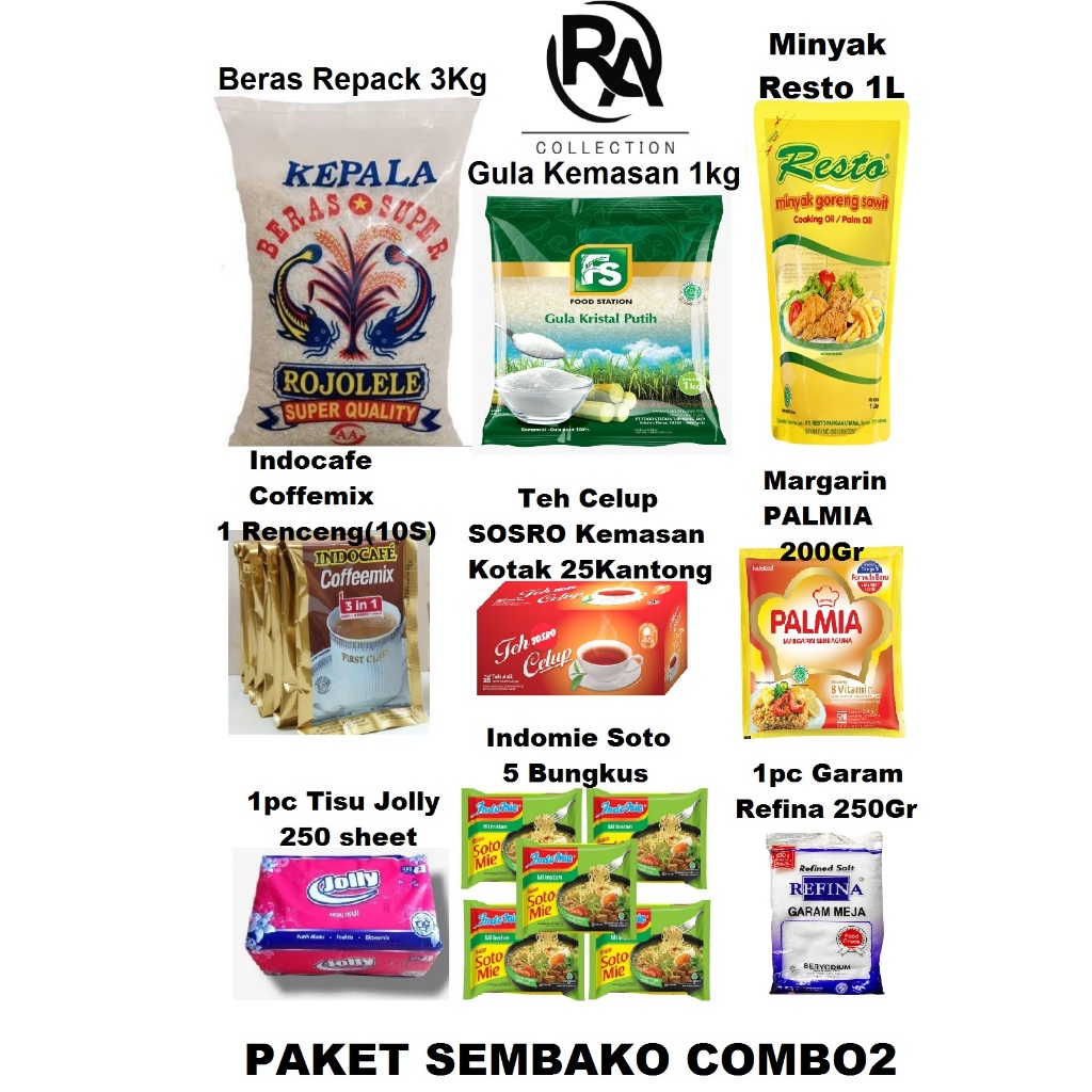 

Paket Murah & Hemat Sembako COMBO2 Bahan Pokok Kebutuhan Bulanan - Rafka Aulia Collection