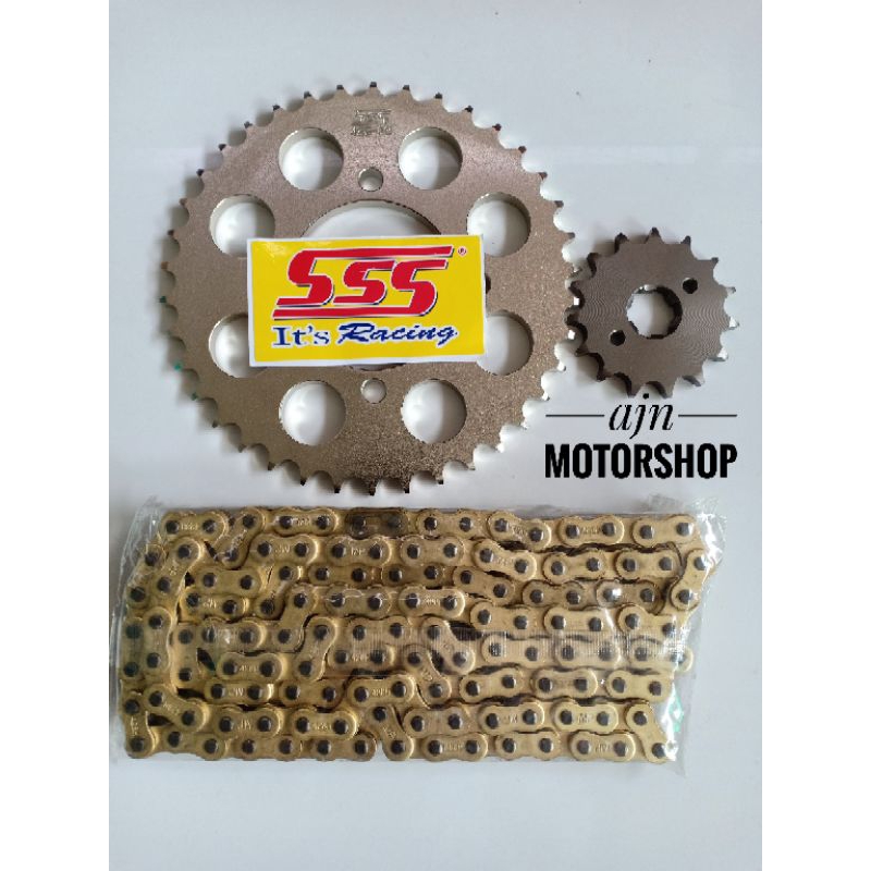 gear gir sss 428 rantai gold kph/supra125/blade/kharisma/revo new/revo abslt/revo fit/revo lama/fit