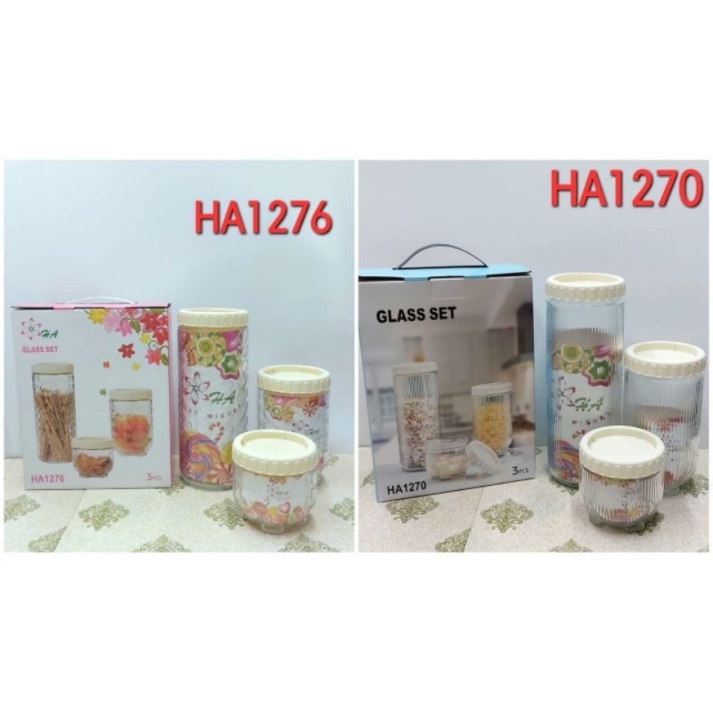 Toples jajan Lebaran Toples Kaca Diamond Canister Glass Set 3in1 Isi3