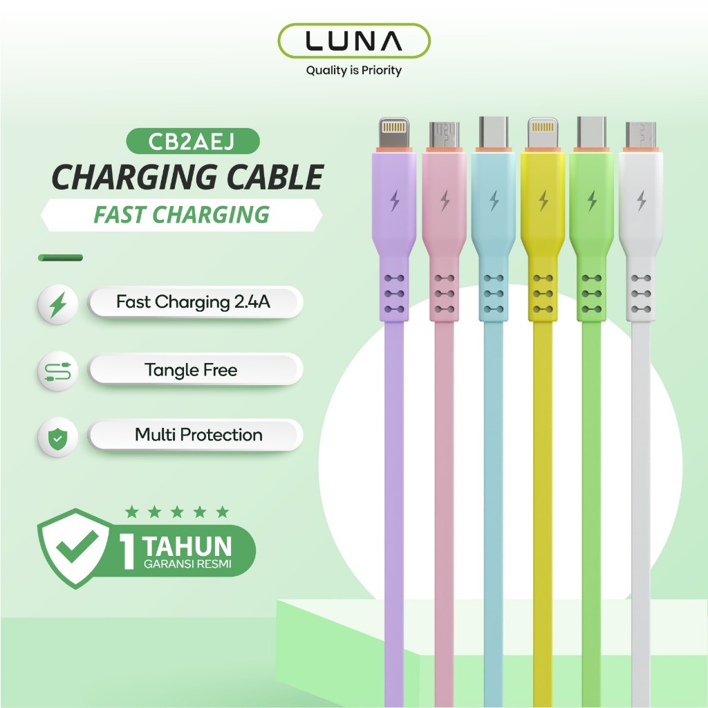 Luna Kabel Data Colorful Micro USB / Type C Lightning Quick Charging - CB2AEJ