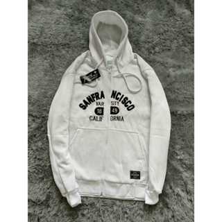 Hoodie STM Jaket WHO AU Zipper Sanprancisco Putih Full Tag Tulisan FULL Bordir Premium Unisexv
