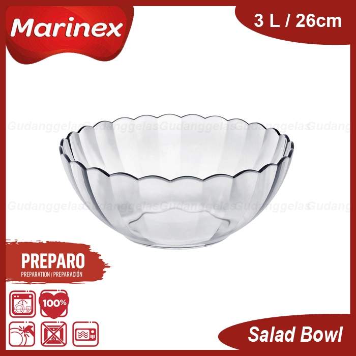 Marinex Mangkok Buah 3L/Mangkok Salad/Mangkok Kaca/Salad Bowl/Mangkok Kaca Besar/Marinex Bowl