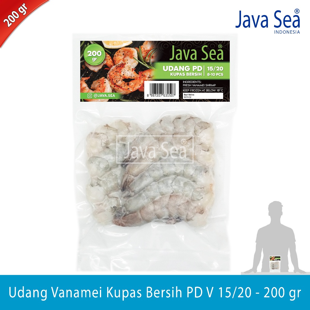 

Udang Vanamei Kupas Bersih PD V 15/20 pack 200gr Java Sea
