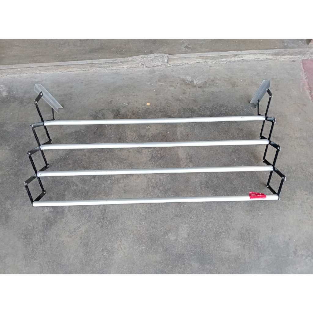 Jemuran Portable Baju Handuk Dinding Lipat 4 Pipa Alumunium