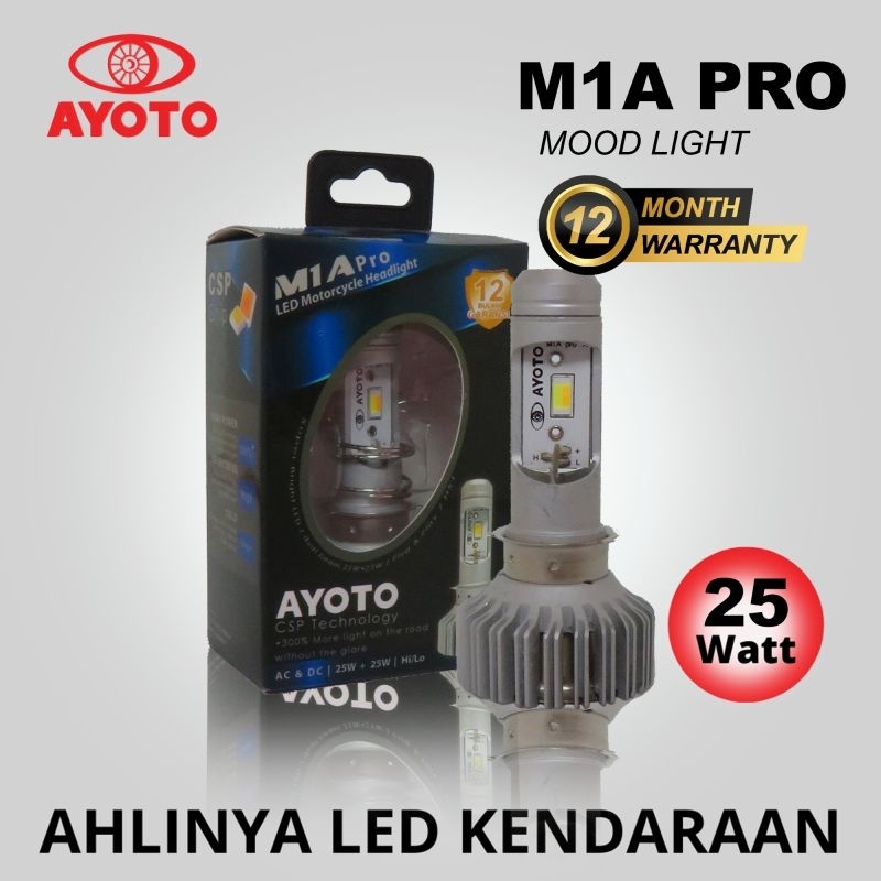 Lampu LED Motor Matic AYOTO M1A Pro  H6 Putih Kuning AC/DC Garansi 1Tahun