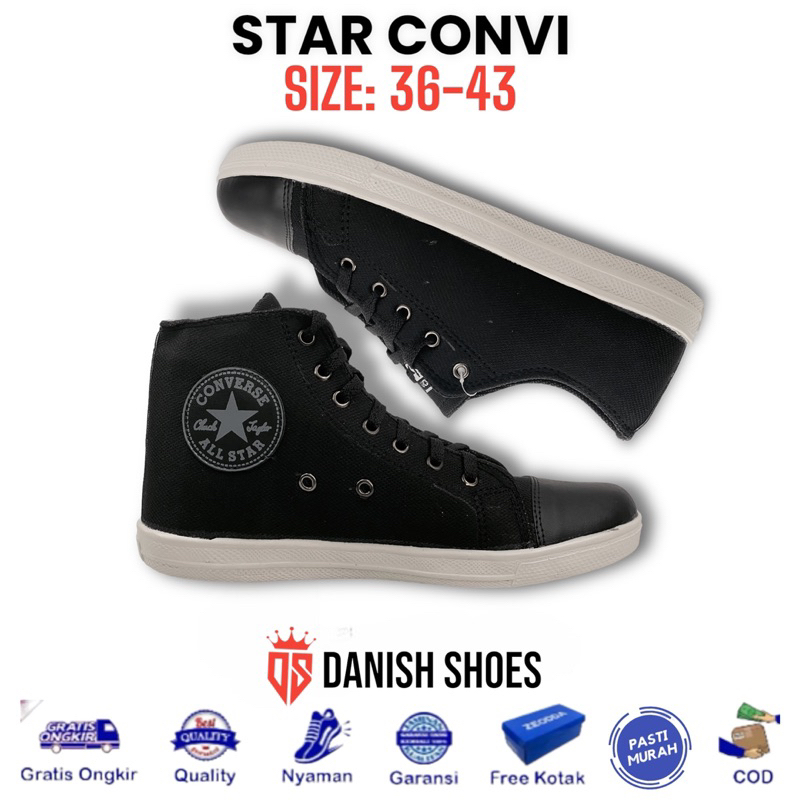 SEPATU STAR BOOT PRIA / SEPATU  BOOT COWOK / SEPATU  HITAM KEREN / SEPATU ALL  BOOT