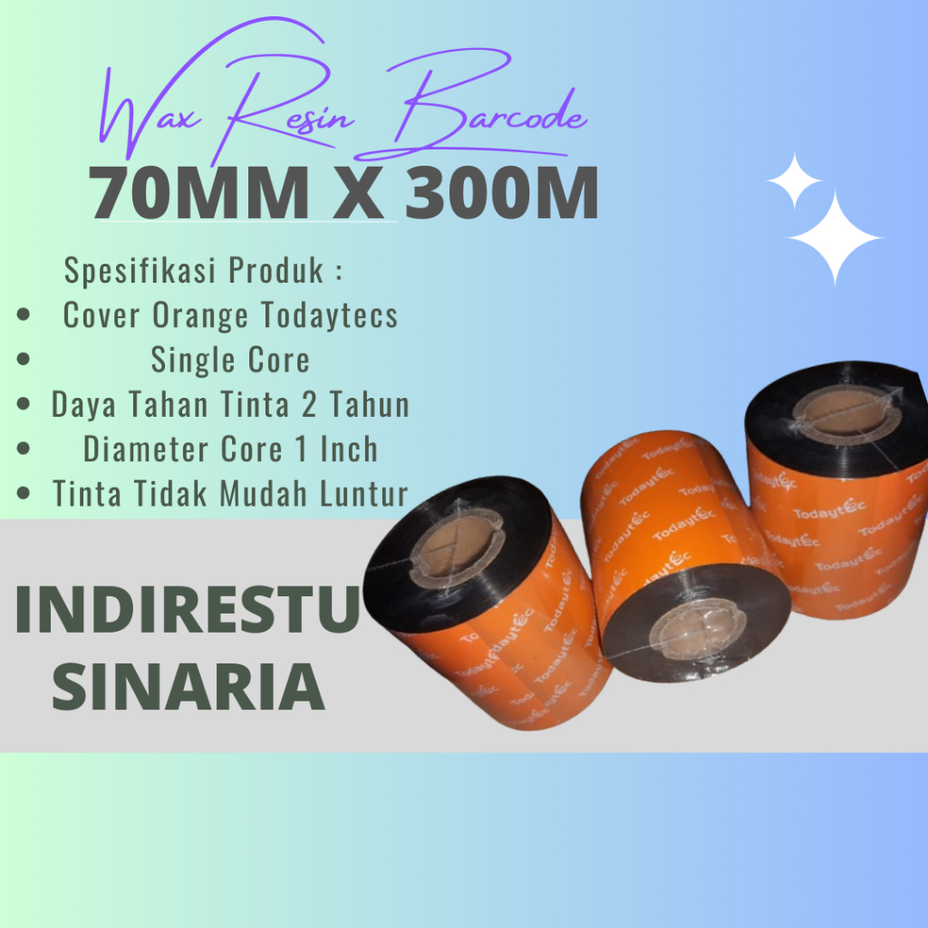 Ribbon Barcode Wax Resin 70mX300m / Sticker Ribbon Barcode