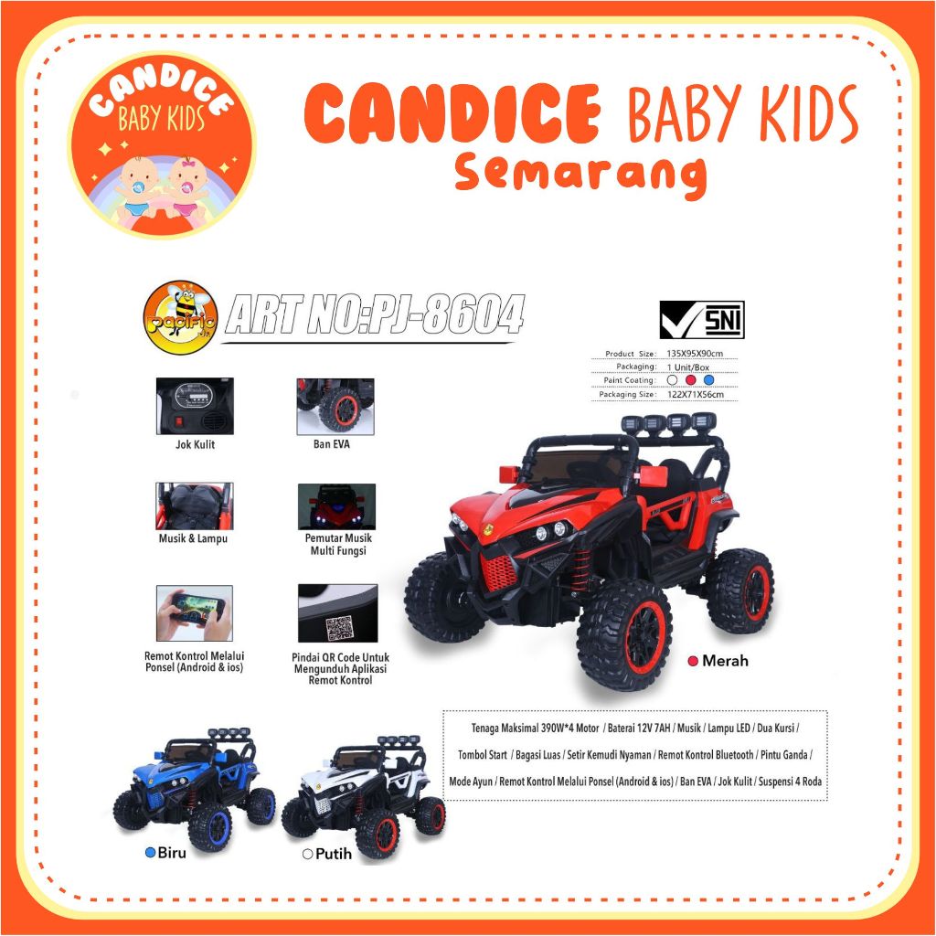 MOBIL MAINAN ANAK RECHARGEABLE CAR PACIFIC JR JEEP PJ 8604