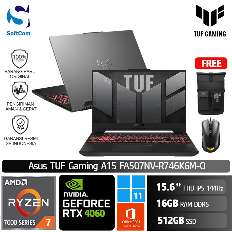 ASUS TUF A15 FA507NV R746K6M R7 7735HS/16GB/512GB SSD/RTX4060 8GB/W11