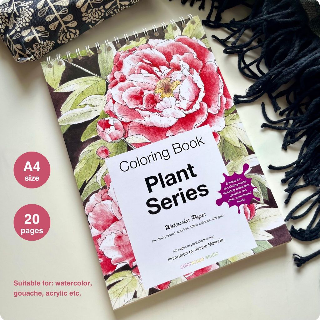 IK6 Colorscape Watercolor Coloring Book - Plant Series - Buku Mewarnai Untuk Cat Air