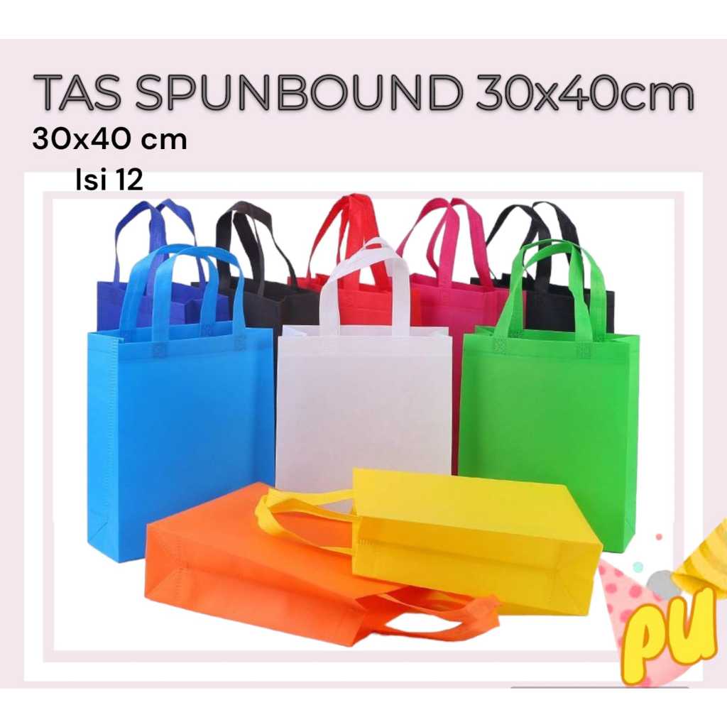 

Tas Spunbond 30x40 Cm Isi 12 / Tas Ulang Tahun Polos Kain Goodie Bag Souvenir Hampers