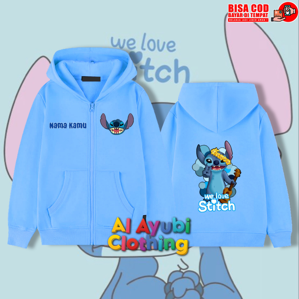 Jaket Hoodie Zipper Anak Stitch Ohana / Sweater Anak Stitch
