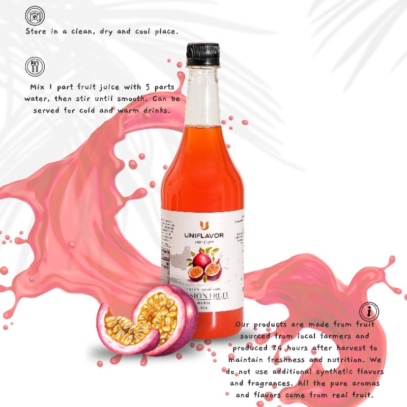 

UNIFLAVOR - SIRUP MARKISA KEMASAN BOTOL 750ML DAN POUCH 1KG