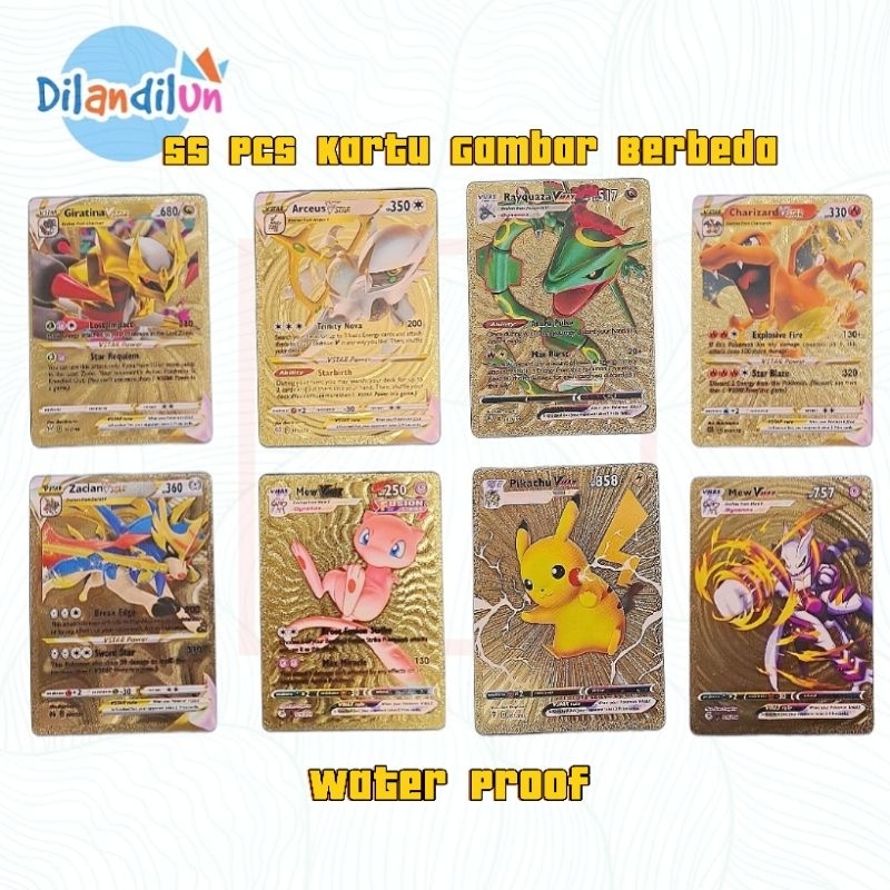 Kartu Pokemon Cards Gold Isi 55 Pcs Kartu Original