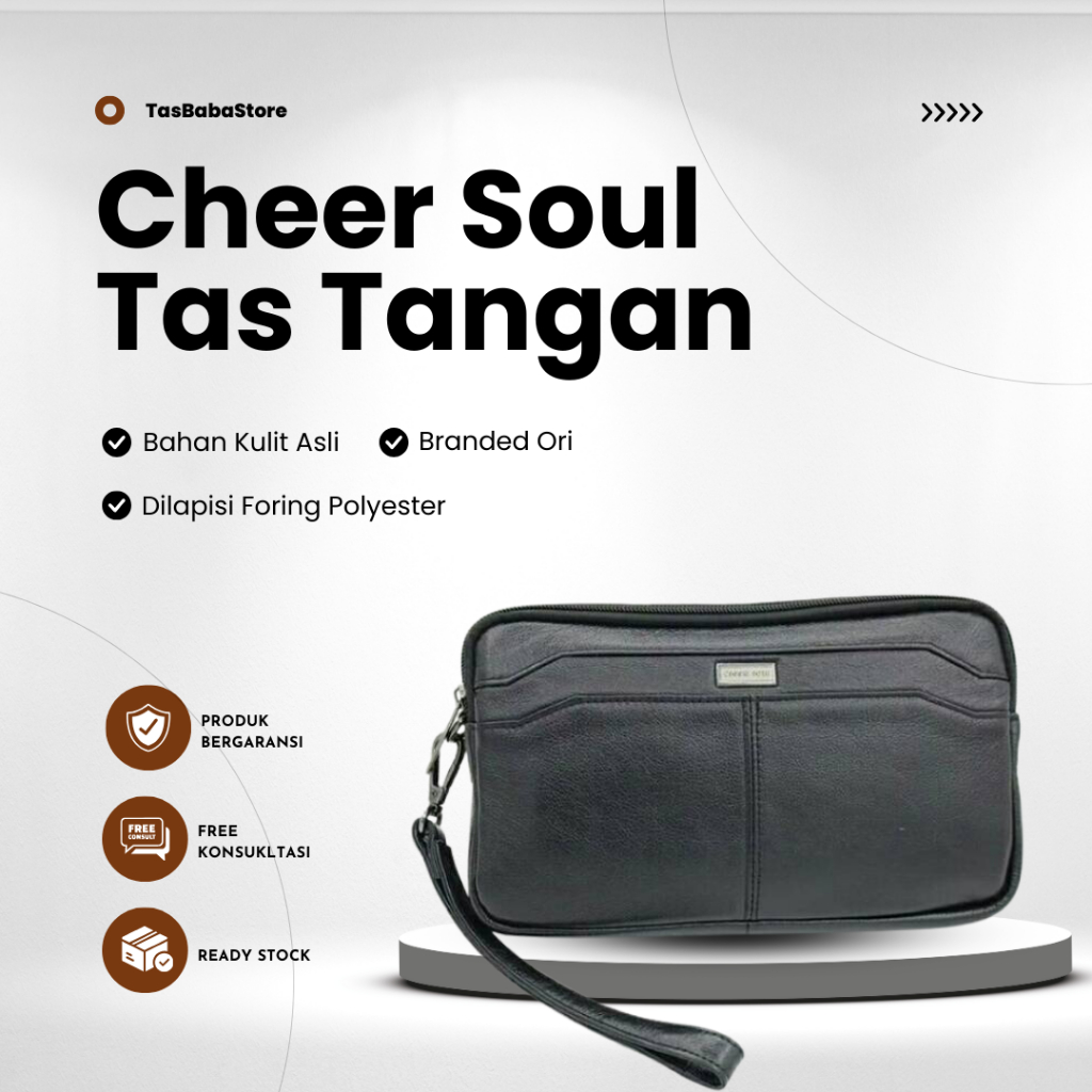 Handbag Tas Tangan HP Clutch Bag Pria Kulit Cheer Soul 2268 Hitam Asli Hanbag Hand Bag Pegang Pria W