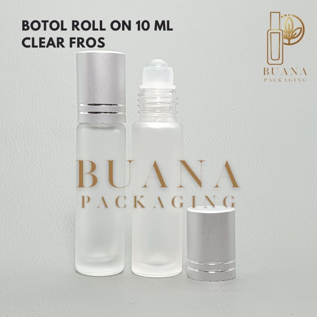 Botol Roll On 10 ml Clear Frossted Tutup Stainles Silver Matte Bola Plastik Natural / Botol Roll On / Botol Kaca / Parfum Roll On / Botol Parfum / Botol Parfume Refill / Roll On 8 ml
