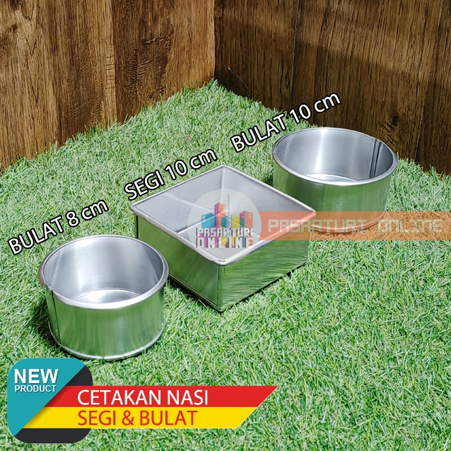 Cetakan NASI ALUMINIUM Segi / Kotak / Bulat Bento 8 cm / 10 cm