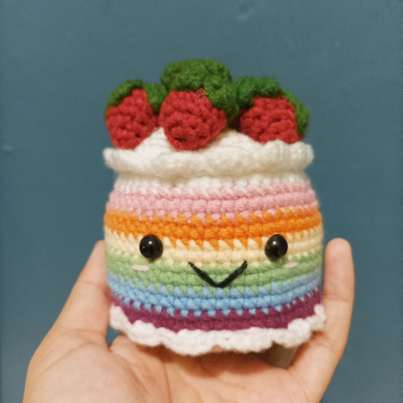 Boneka Rajut bentuk Kue Ulangtahun / birthday cake Amigurumi doll