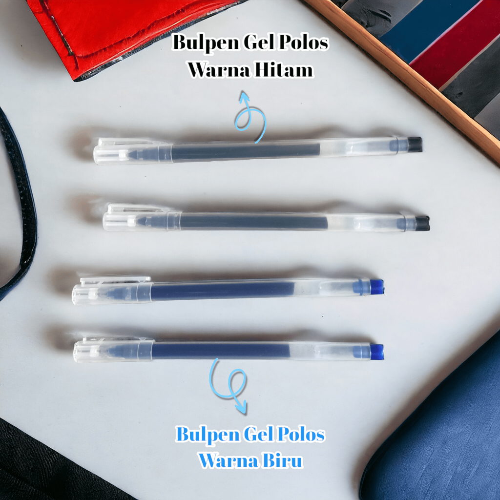 

(1PCS) PROMO PULPEN GEL POLOS NEW JELL - PEN GEL POLOS ISI BESAR DAN PANJANG 0.5mm Hitam Biru Merah