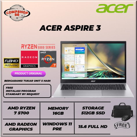 Laptop Acer Aspire 3 A315 RYZEN 7 5700 16gb 512gb Windows 11 PRE 15.6 Full HD