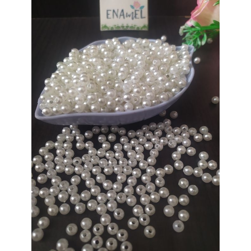 (1 pack) Manik putih 5 mm | Manik 5mm