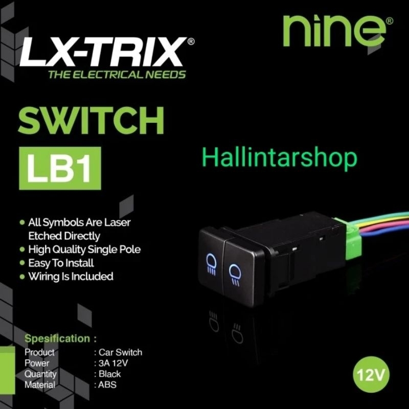 Saklar Mobil Switch 2 tombol Foglamp Lampu tembak 3 mode Nine Luminosled LB1